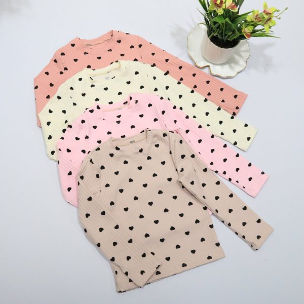 Лонгслів "Сердечка" таупе  р.92-116 рубчик 7767