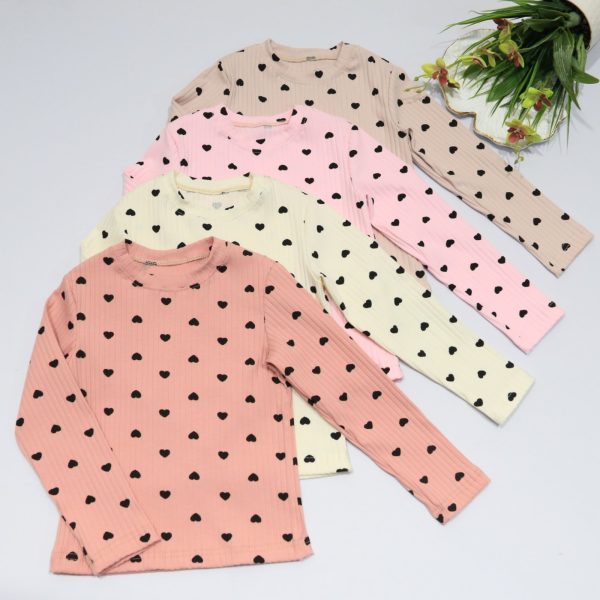 Лонгслів "Сердечка"   р.122-146 рубчик 7768