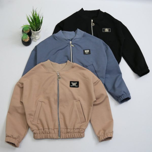 Бомбер для дівчат р.116-134 двунитка 9935 сірий, кавовий, чорний