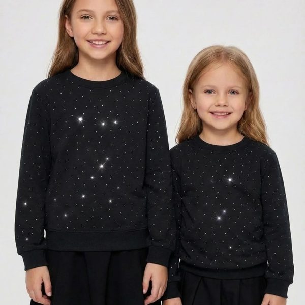 Джемпер "Стрази" чорний р.140-158 двонитка 90088