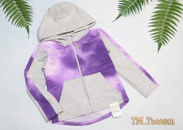 Кофта-парка "Тай-дай" р.92-122 малинова, лавандова двунитка 1174