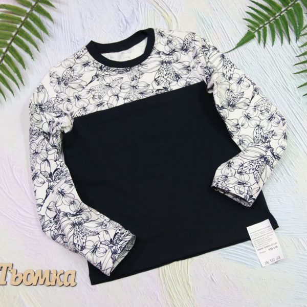 Лонгслів комбінований "Лілії" р.104-140 кулір/пеньє 3008