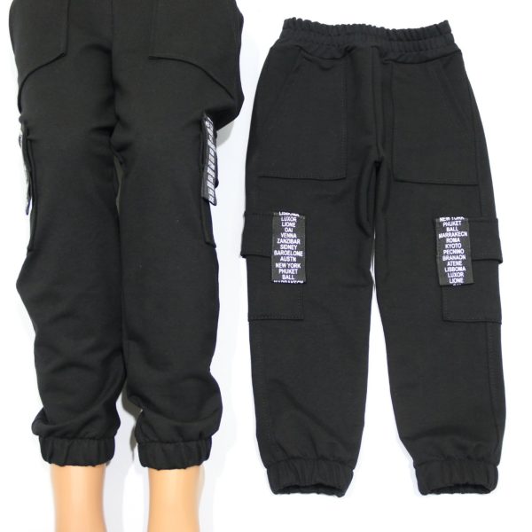 Джогери "Карго-new" чорні р.134-158 двунитка 5695