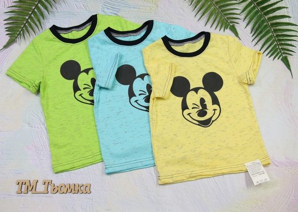 Футболка "Міккі" р.104-122 кулір/сюпрем 2911 салатова, блакитна, жовта
